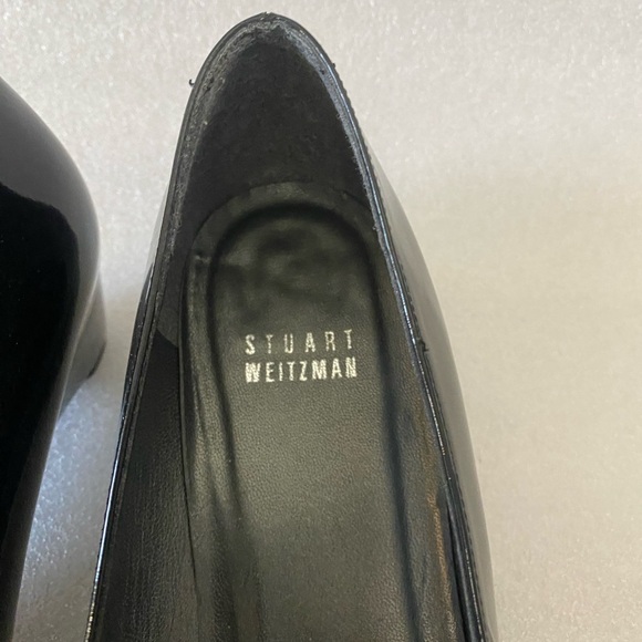 Stuart Weitzman Black Patent Leather peep toe  wedges size 8 - Picture 6 of 6